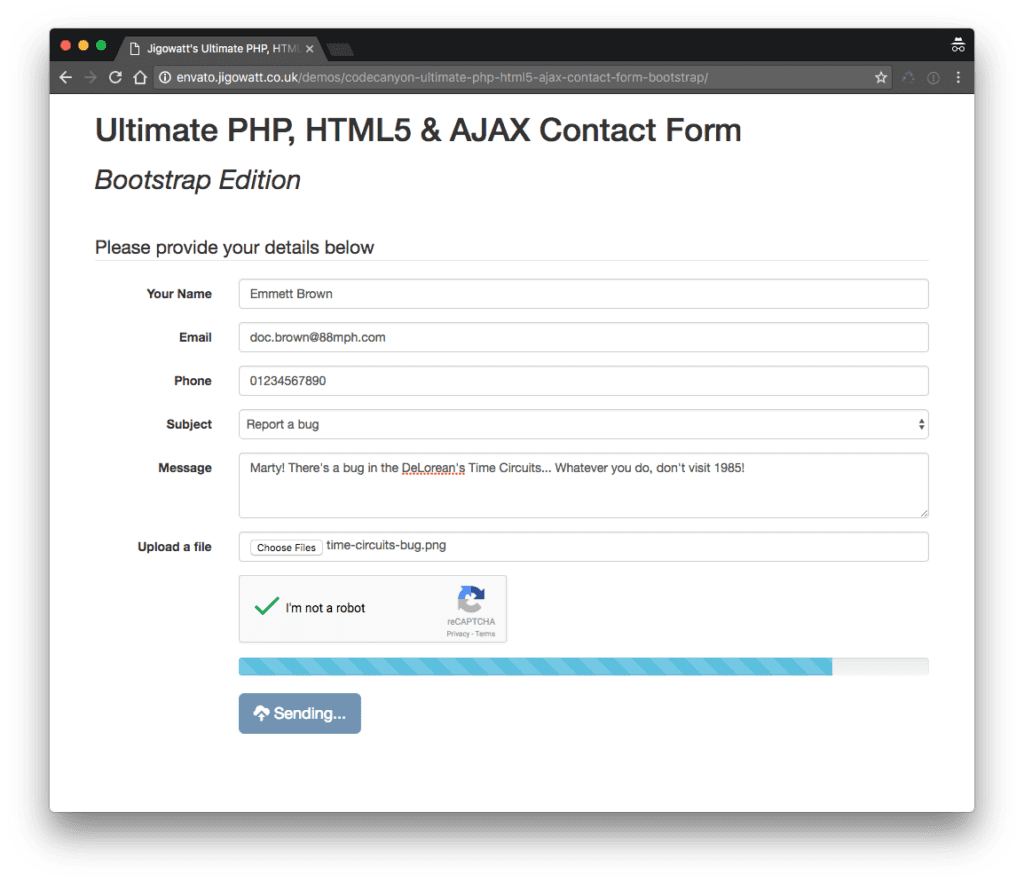 Ultimate PHP, HTML5 & AJAX Contact Form (bootstrap edition)